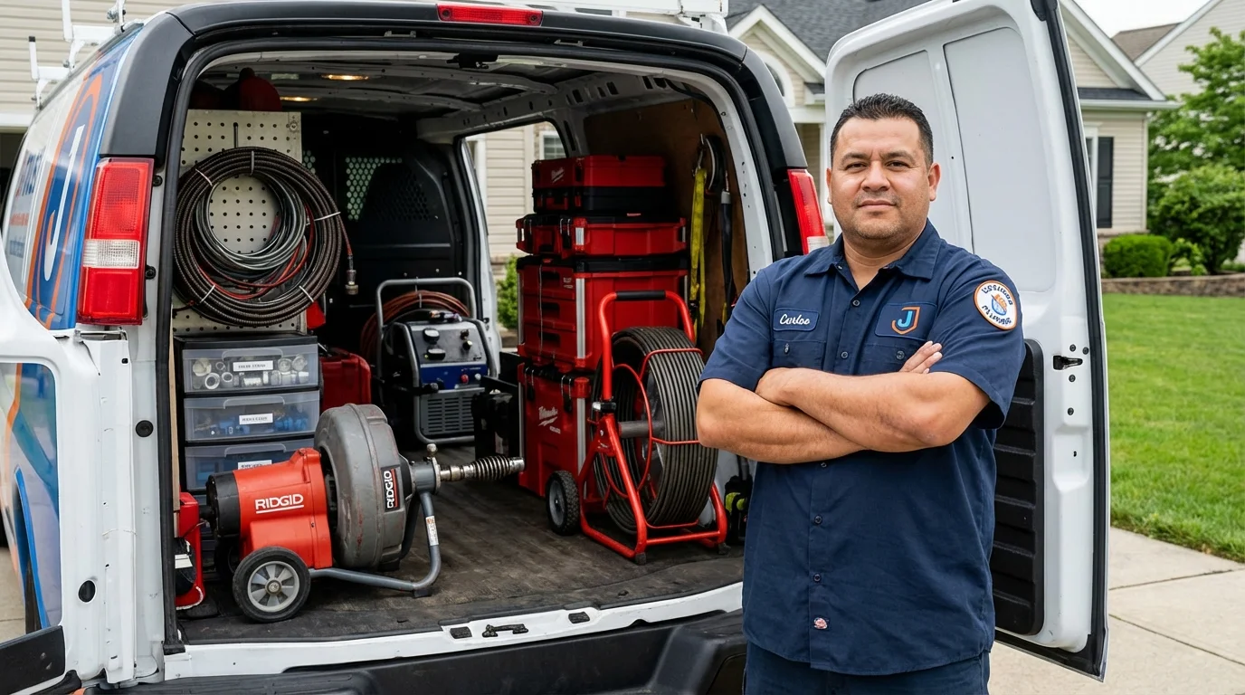 Professional drain cleaning equipment and Johns Plumbing LLC plumber in Walton